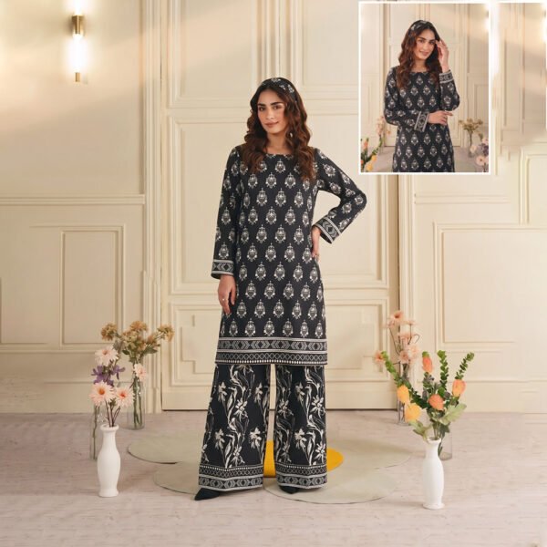 POPPIN 2PC Winter Unstitched - Black Floral