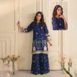 POPPIN 2PC Winter Unstitched - Navy Printed