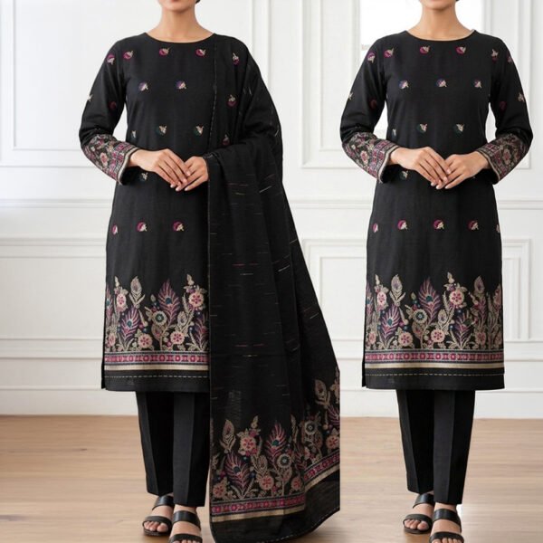 Zari Zeens Viscose Jacquard 3 Piece - Floral Print