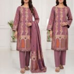 Zari Zeens Viscose Jacquard 3 Piece - Mauve Floral